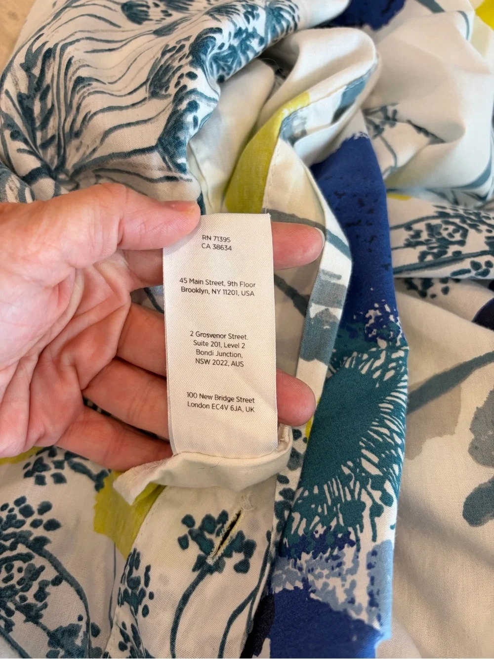 West Elm Blue Poppy Full/Queen Duvet Cover + 3 Shams Blue Yellow Reversib